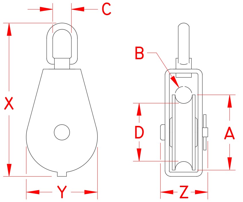 Stainless Steel Swivel Block, S0401-0025, S0401-0032, S0401-0050, Line Drawing